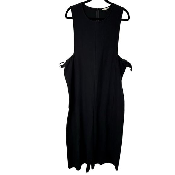 Madewell Side-Bow Textured Jumpsuit Black 100% Cotton Women’s XL Minimalist - Picture 4 of 14